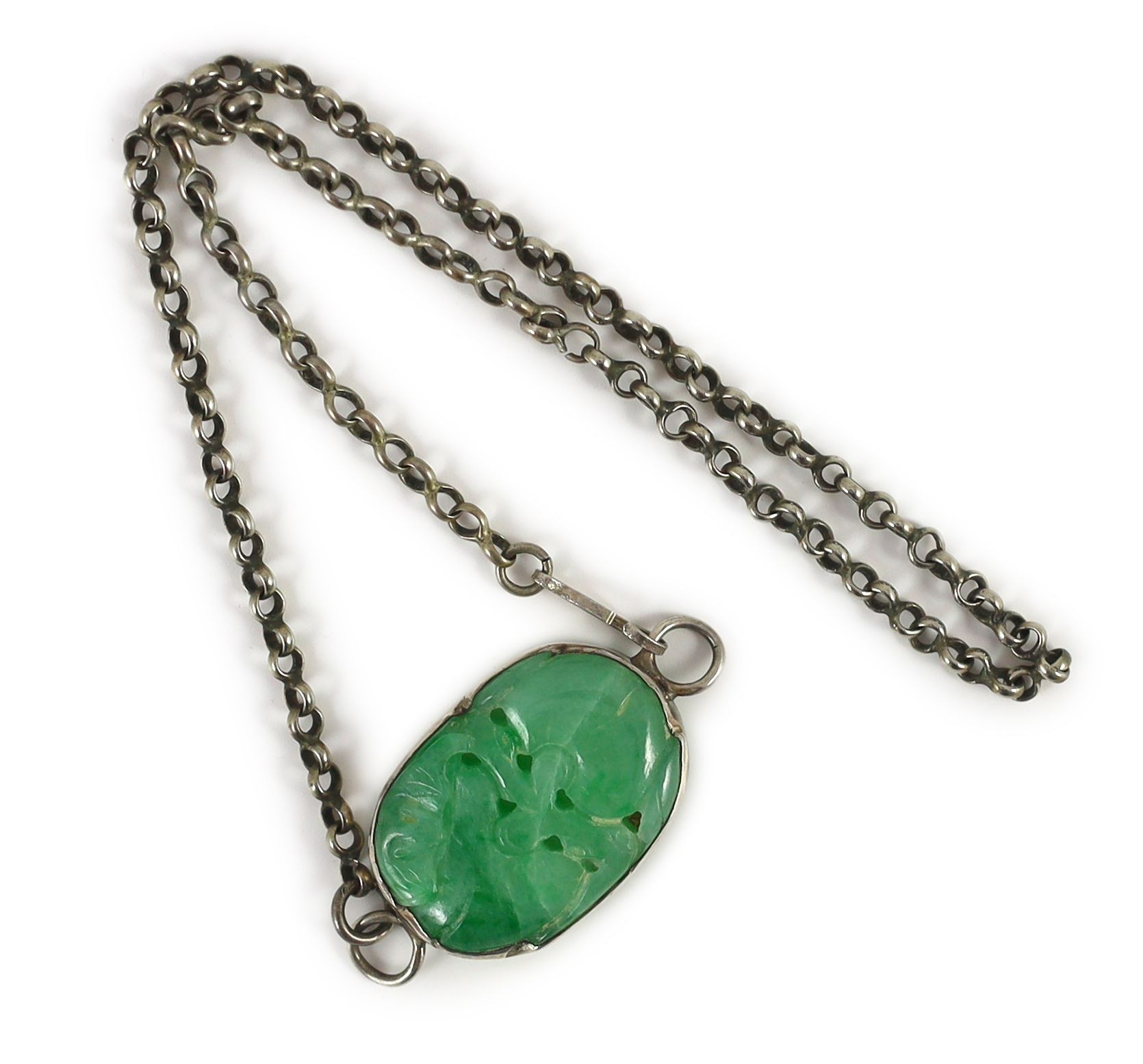 A Chinese jadeite pendant, Pendant 3.4 cm